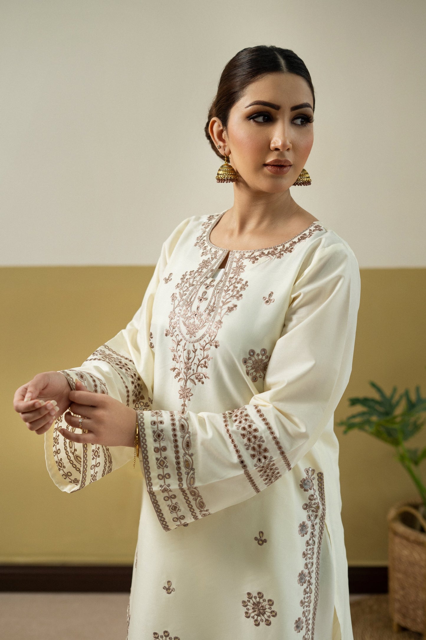 Unstitched Embroidered Ivory 2 Pc