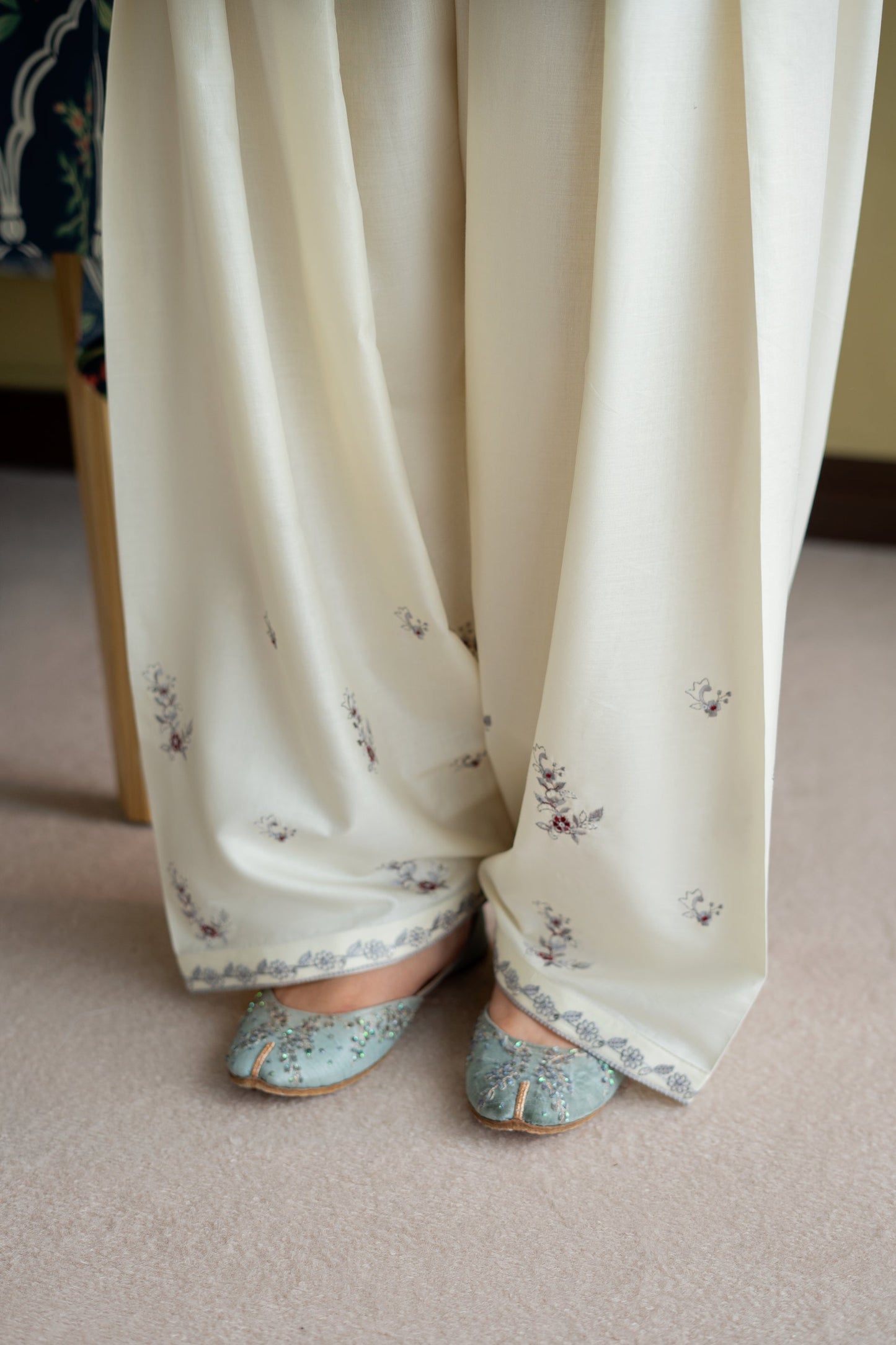 Unstitched Embroidered Green 2 Pc