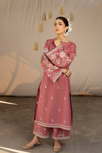 Unstitched Embroidered Brownish-red color 2 Pc