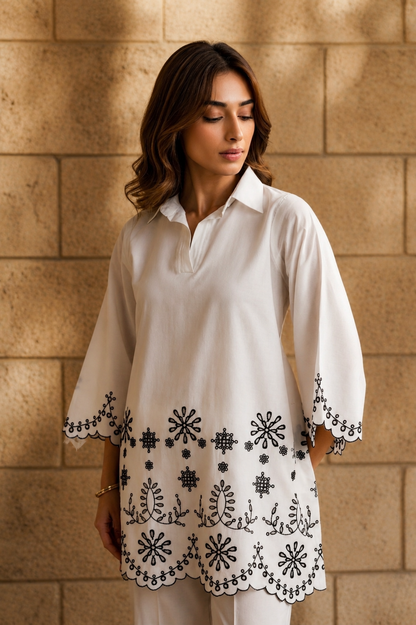 Unstitched Embroidered Off White