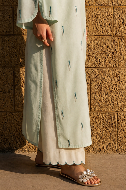 Unstitched Embroidered Light Green