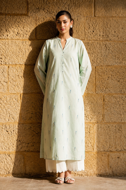 Unstitched Embroidered Light Green