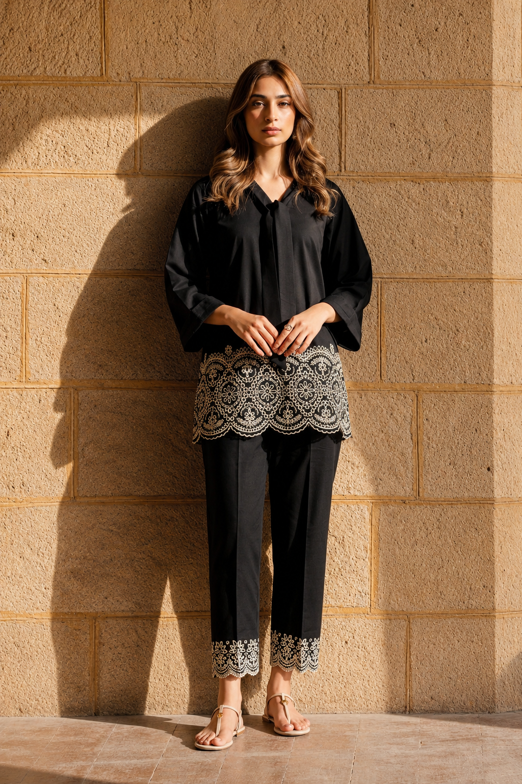 Unstitched Embroidered Black
