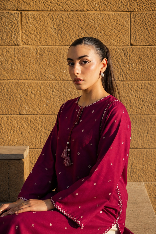 Unstitched Embroidered Magenta