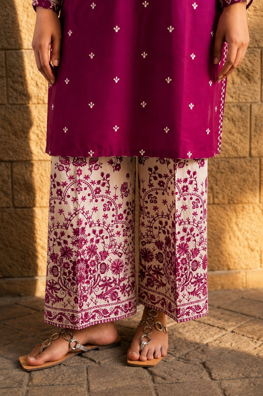 Unstitched Embroidered Magenta