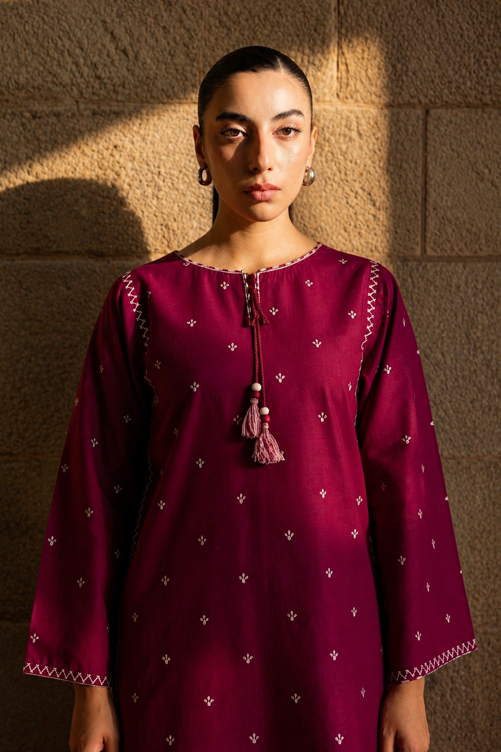 Unstitched Embroidered Magenta