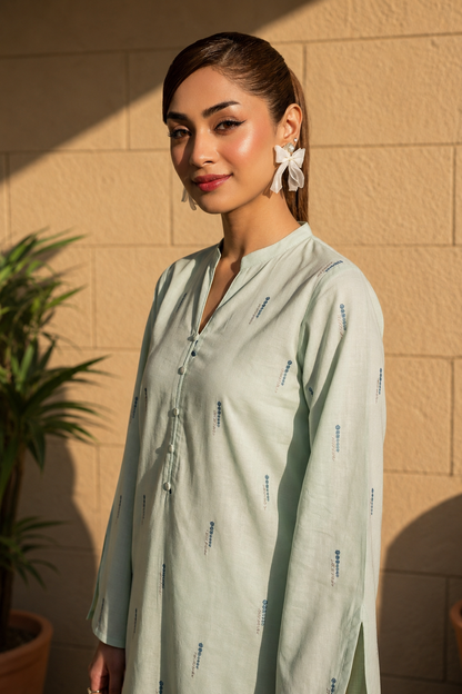 Unstitched Embroidered Light Green