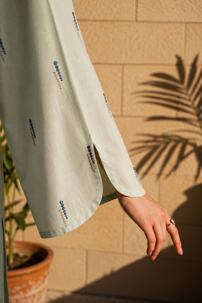 Unstitched Embroidered Light Green