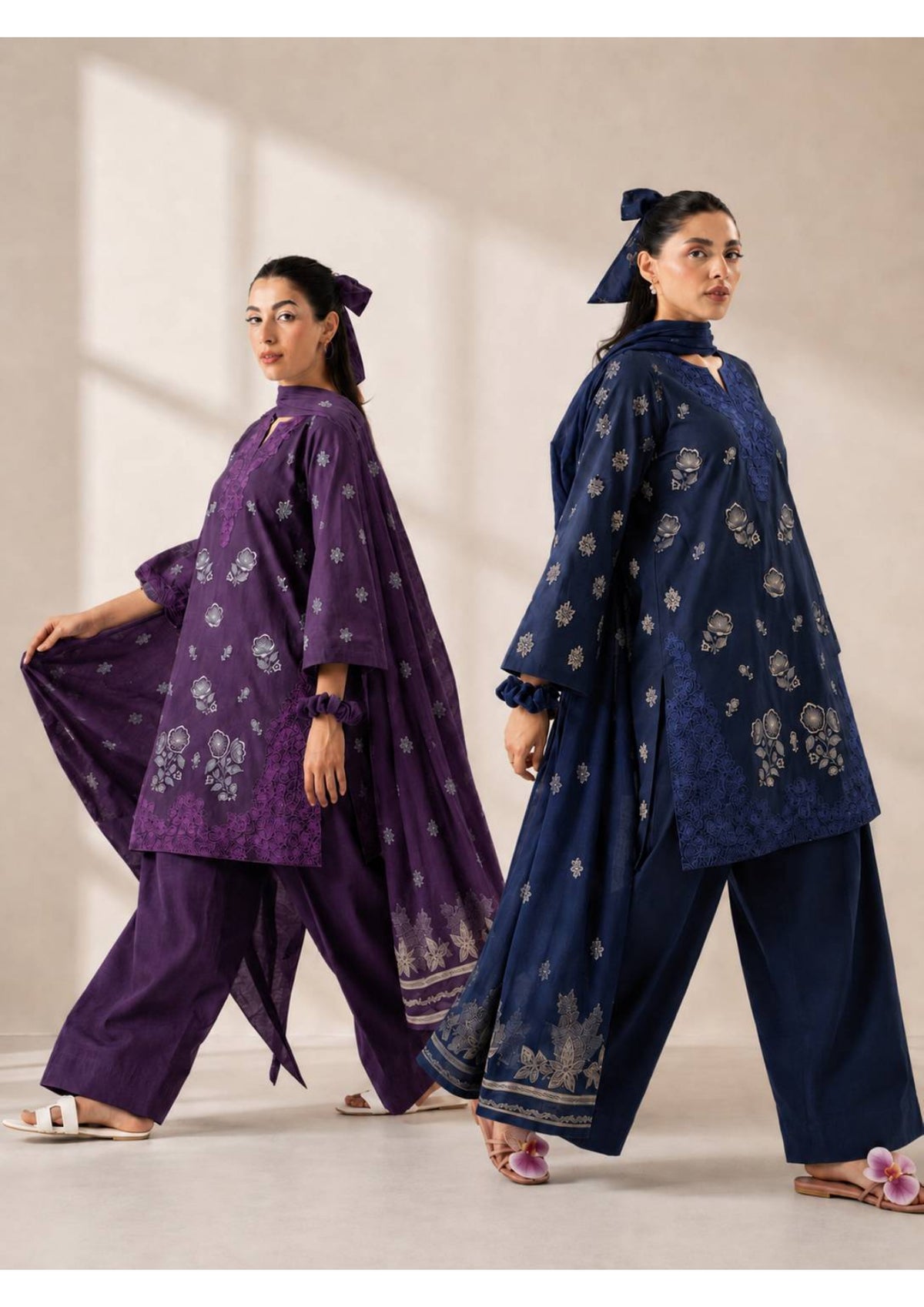 Purple Embroidered 3 Piece